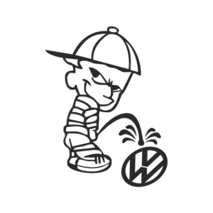 Pipi auf VW Aufkleber